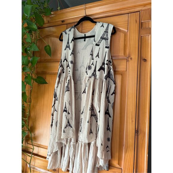 Poliana Plus Eiffel Tower Print Travel Kimono-Cardigan SZ 3X - Picture 3 of 10